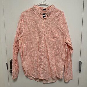 American Eagle Button-Up Shirt - Coral/White Pattern, Size XL